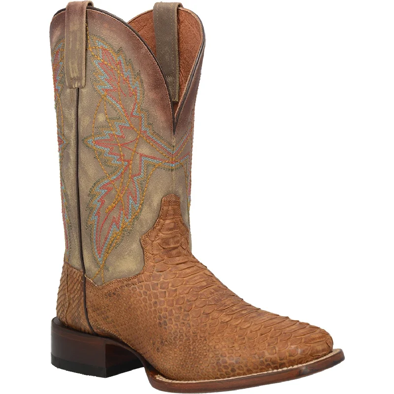 Men's cowboy boots with a scalloped edgeDan Post Mens Tan Dry Gulch 11in Cowboy Boots Snake