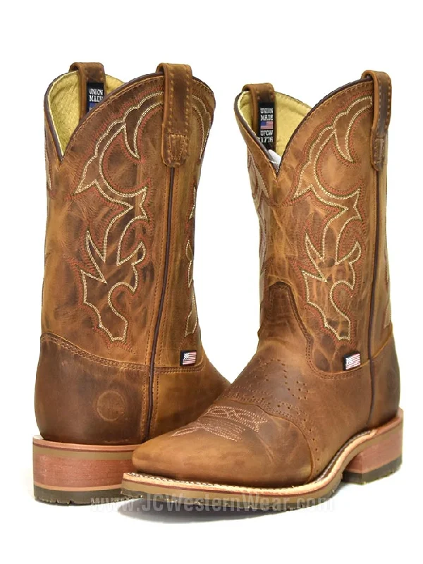 Men's cowboy boots with a scalloped edgeDouble H DH3560 Mens Jase Wide Square Toe Boot Brown