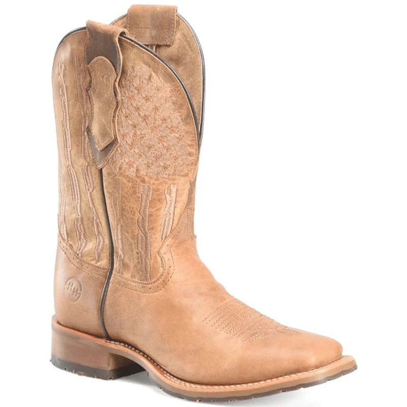 Men's cowboy boots with a heel guardDouble H Men's Covada Medium Brown Square Toe Western Boots DH7033