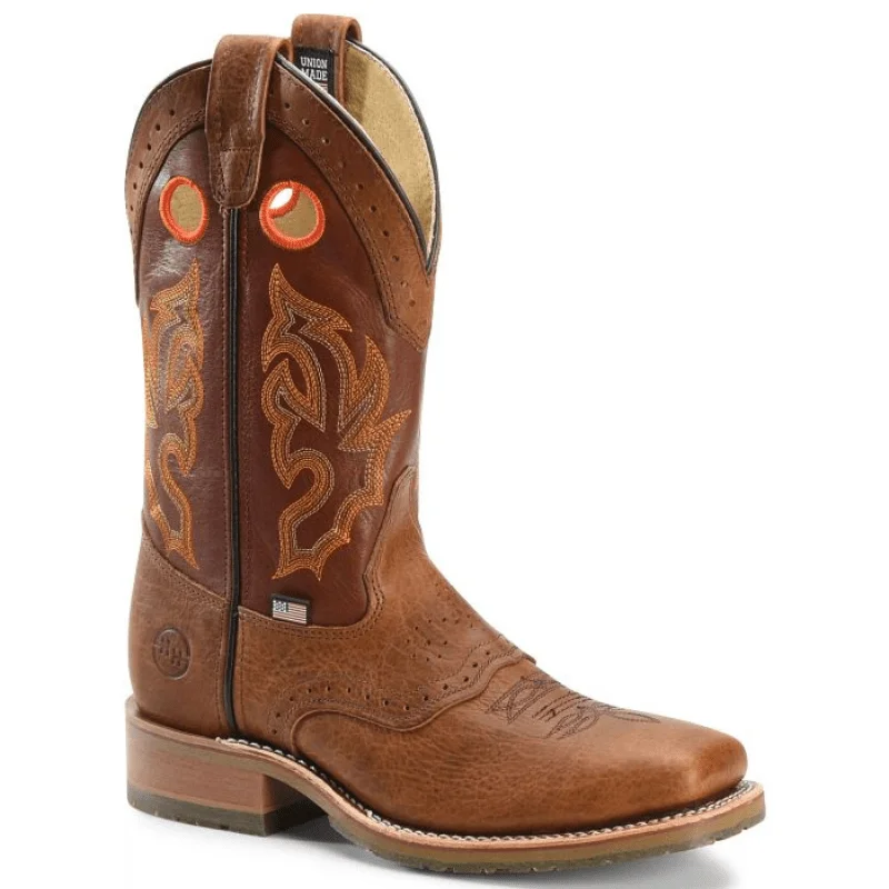 Men's cowboy boots with a heel guardDouble H Men's Mickey Brown Square Toe Western Boots DH4400