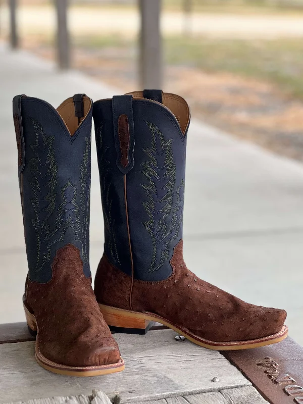 Men's cowboy boots with a scalloped edgeFenoglio Boot Co. | Cigar Wildwest Full Quill Ostrich Boot