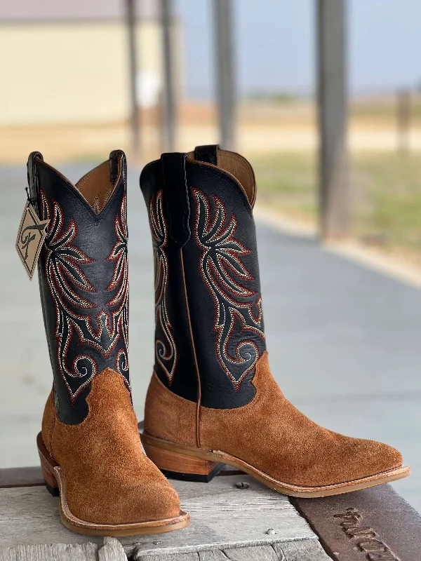 Men's cowboy boots with a leather lining for comfortFenoglio Boot Co. | Rust Roughout Boot