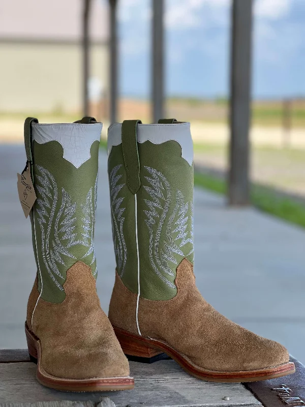 Men's cowboy boots with a scalloped edgeFenoglio Boot Co. | Tan Victoria Roughout Boot