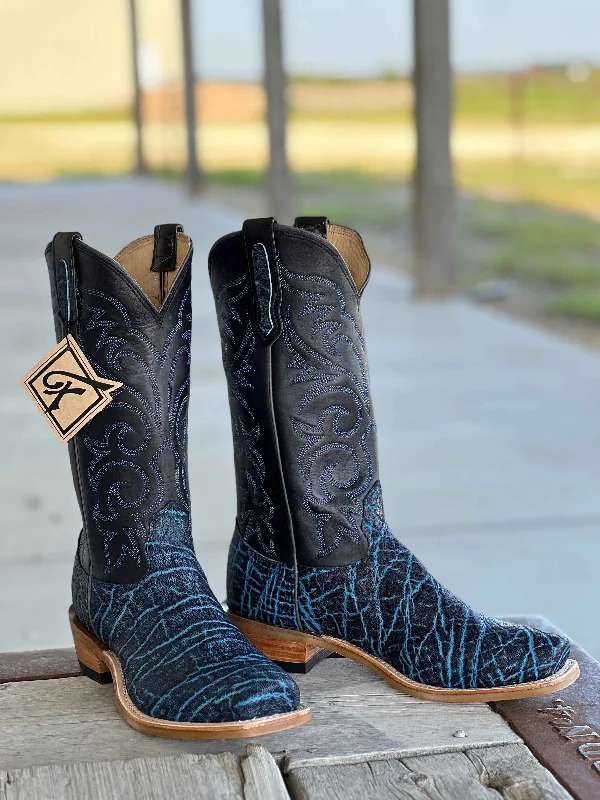 Men's cowboy boots with a rubber sole for tractionFenoglio Boot Co. | Vintage Denim Elephant Boot