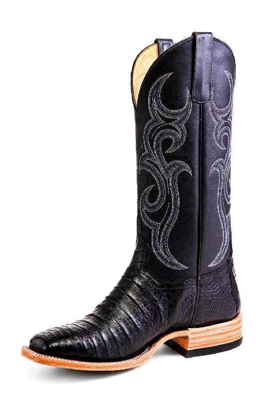 Men's cowboy boots with a suede shaftHorse Power Mens 13in Pull Up Black Caiman Cowboy Boots