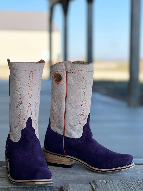 Men's cowboy boots with a tooled leather designHorse Power Top Hand  | High Noon Purple Suede Boot