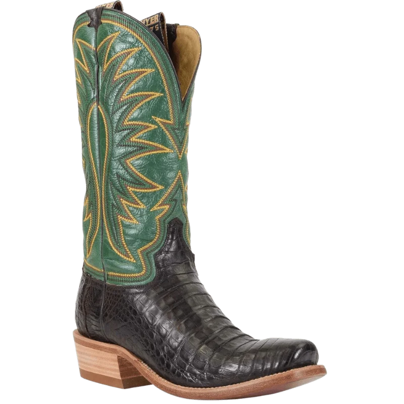 Alligator - print men's cowboy boots for a bold lookHyer Men's Spearville Coffee/Grass Square Toe Cowboy Boots HM12006