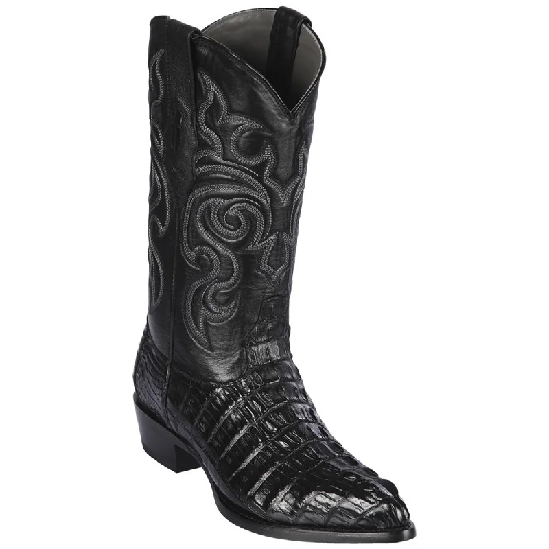 Men's cowboy boots with a rubber sole for tractionBlack Caiman Tail Cowboy Boots