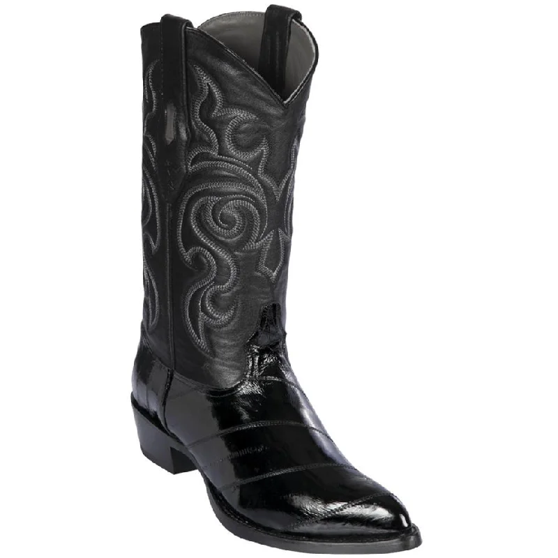 Men's cowboy boots with a concho belt detailBlack Eel Cowboy Boots