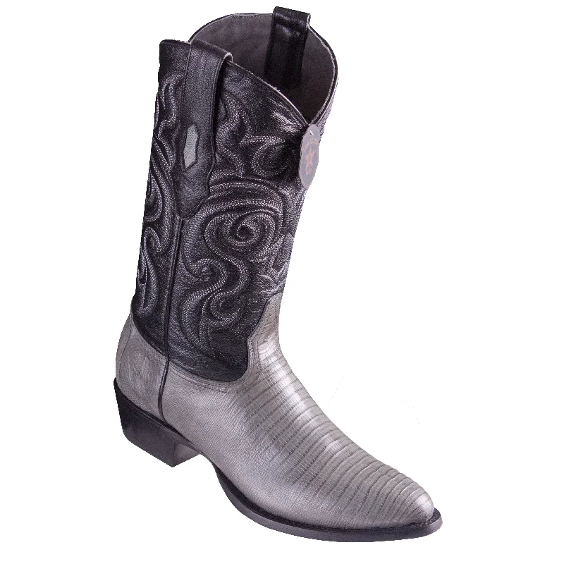 Vintage - style men's cowboy boots with a square toeLizard Teju R-Toe Grey Cowboy Boots