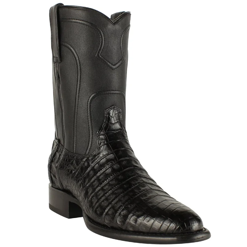 Men's cowboy boots with a leather lining for comfortBlack Caiman Belly Roper Boots