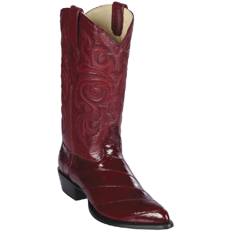 Western - style men's cowboy boots with intricate stitchingBurgundy Eel Cowboy Boots J-Toe