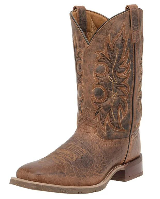 Western - style men's cowboy boots with intricate stitchingMen's Laredo Rustic Rancher Stockman's Boots