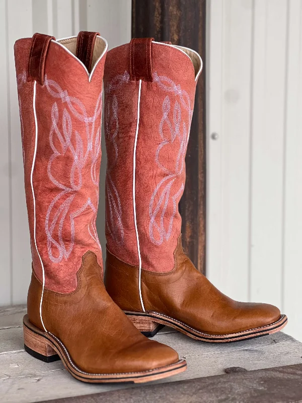 Vintage - style men's cowboy boots with a square toeOlathe Boot Co. | Vanilla Navajo Bison Tall Top Boot