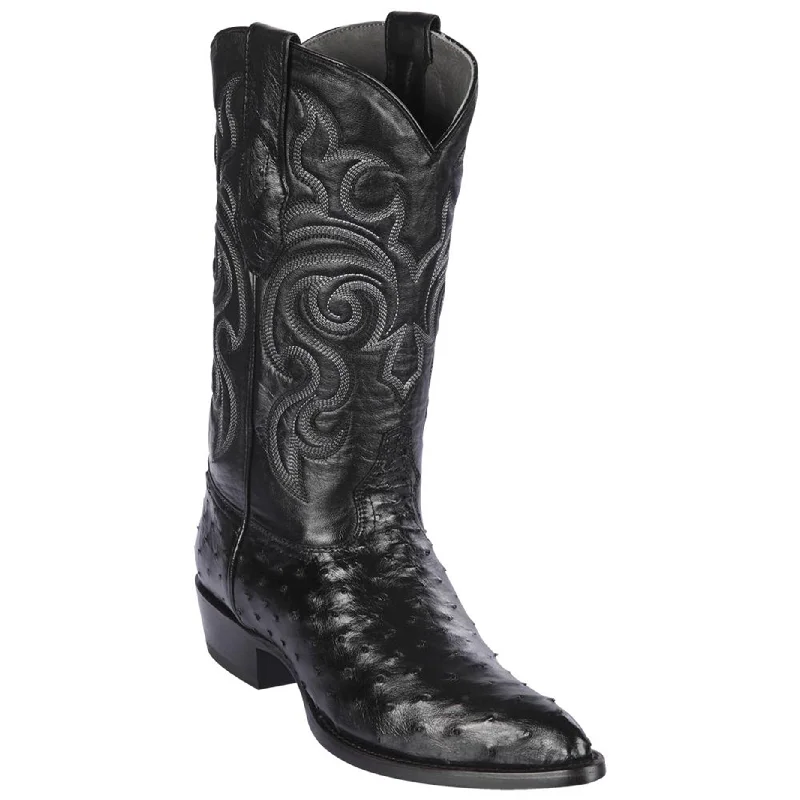 Men's cowboy boots with a heel guardBlack Ostrich Cowboy Boots