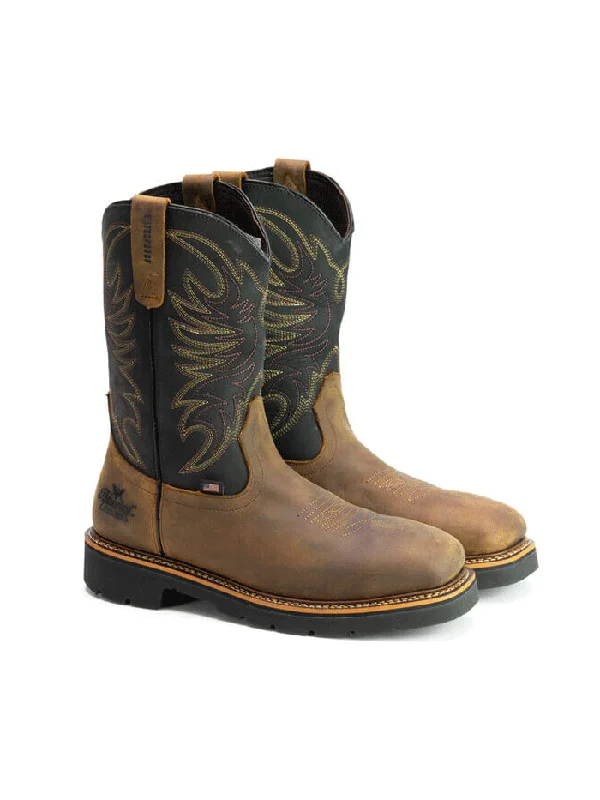 Alligator - print men's cowboy boots for a bold lookThorogood 804-4330 Mens American Heritage Square Toe Wellington Boot Crazyhorse Brown