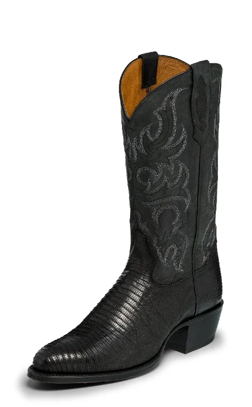 Men's cowboy boots with a scalloped edgeTony Lama 1911 Mens Black Nacogdoches Lizard Cowboy Boots