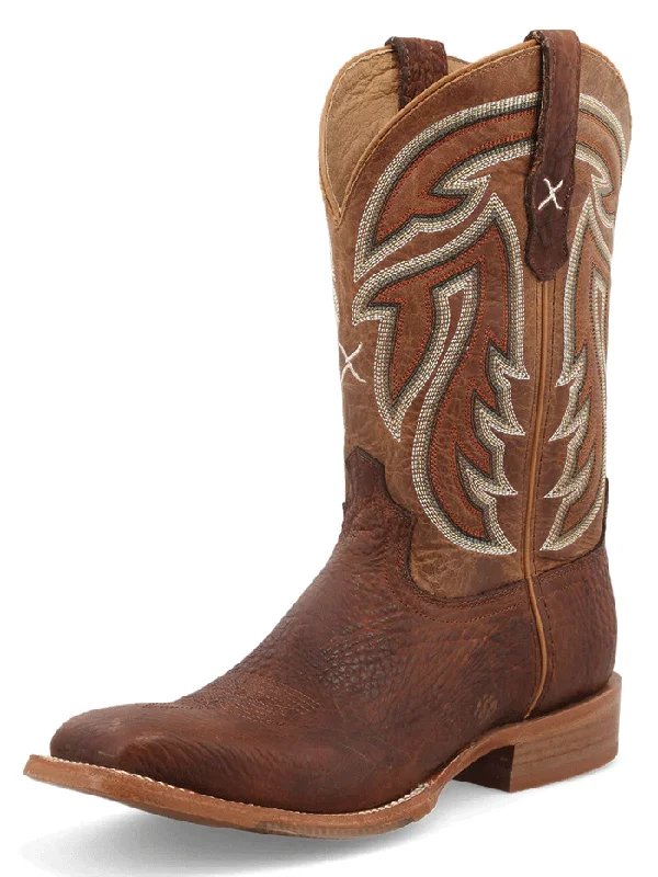 Men's cowboy boots with a spur ledgeTwisted X MRAL024 Mens Rancher Square Toe Boot Nutmeg - 14