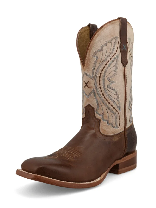 Men's cowboy boots with a heel guardTwisted X MRAL039 Mens Rancher Square Toe Boot Sand And Tobacco Brown