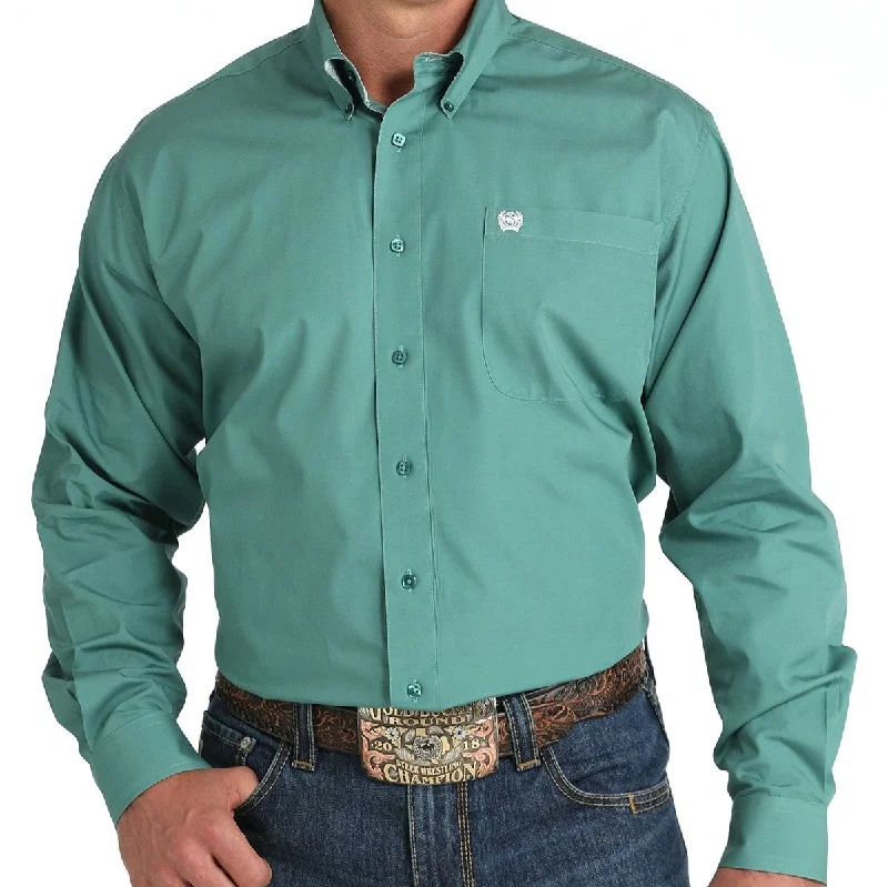 Men's western boots with a decorative concho belt and buckleCinch Men's L/S Classic Fit Solid Western Button Down Shirt in Green