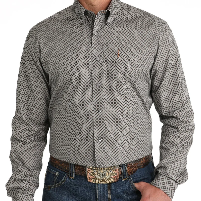 Men's western boots with a concho - studded strap and a pointed toeCinch Men's L/S Modern Fit Geometric Diamond Western Button Down Shirt in Gray