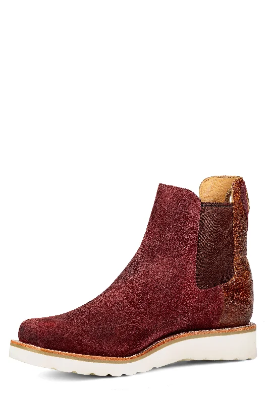 Men's western boots with a high - quality leather upper and a suede liningHorsepower Men's Burgundy "Swedge" Boots