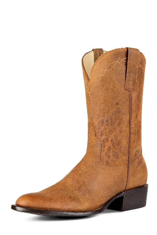 Men's western boots with a tooled leather design on the shaftHorsepower Top Hand Honey Men's Boot