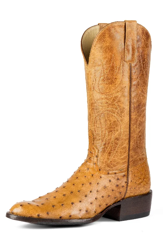 Men's western boots with a decorative concho belt and buckleHorsepower Top Hand Antique Saddle Full Quill Men's Boot