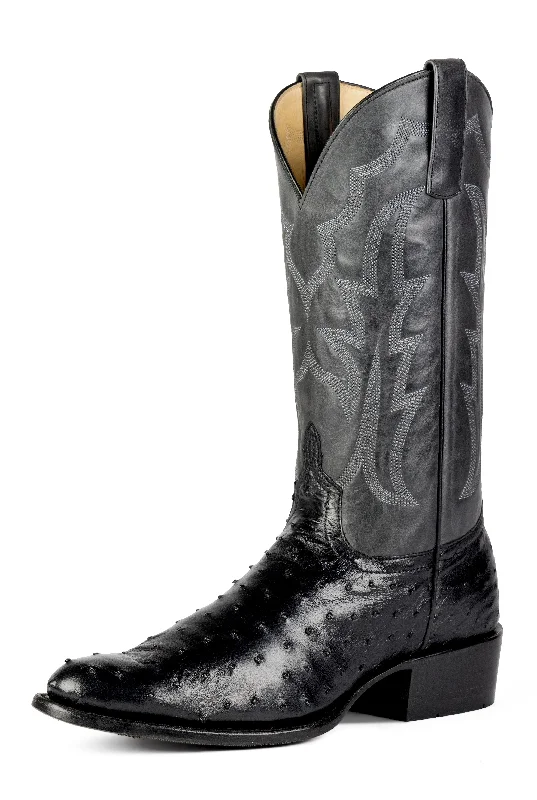 Vintage - style men's western boots with a square toe and spur ledgeHorsepower Top Hand Black Full Quill Men's Boot