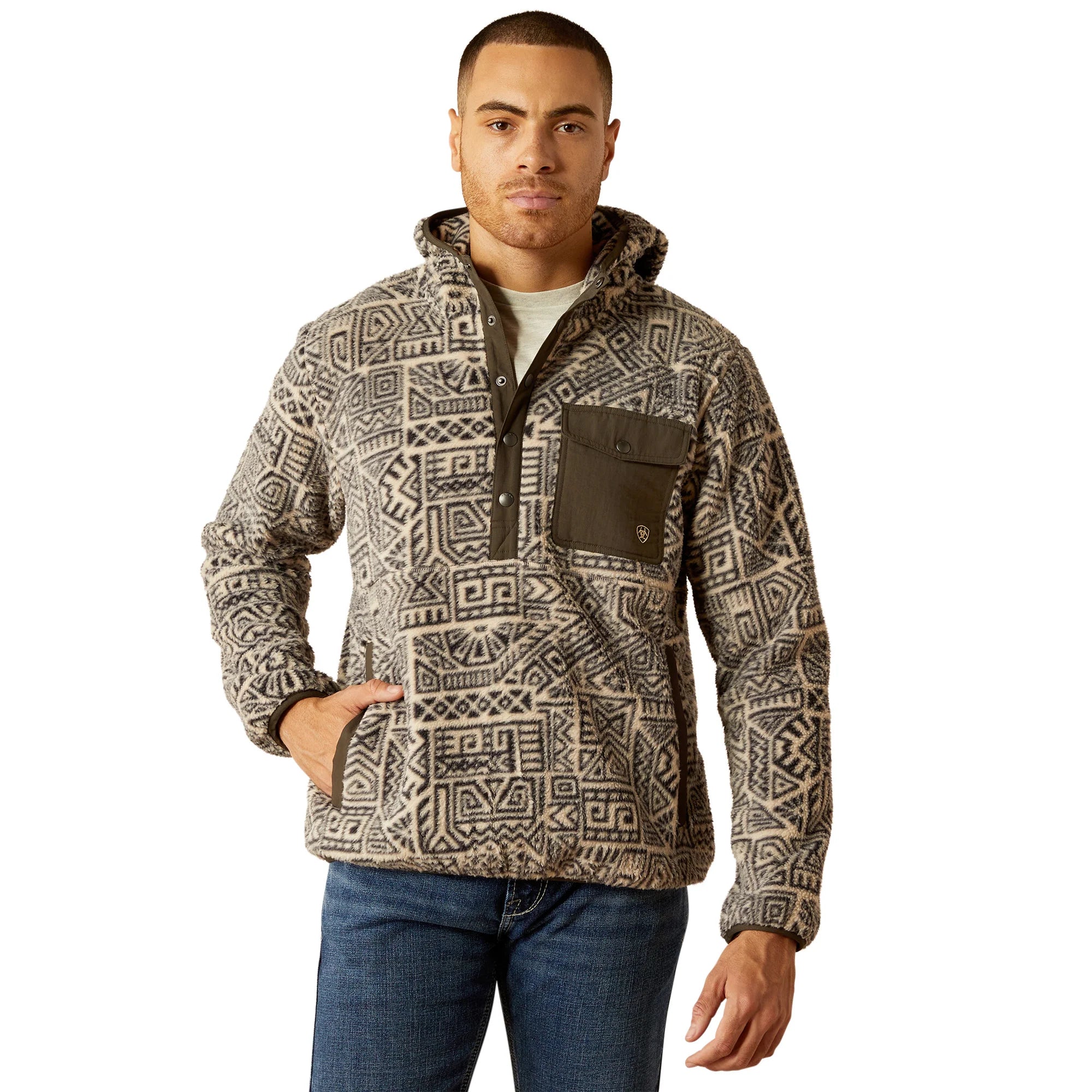 Men's western boots with a leather sole and a heel guardAriat Men's Polar Bear Fleece Pullover