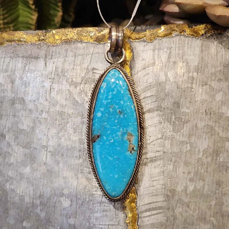 Vintage - style men's western boots with a square toe and spur ledge" Danielle " Blue Ridge Turquoise Pendant