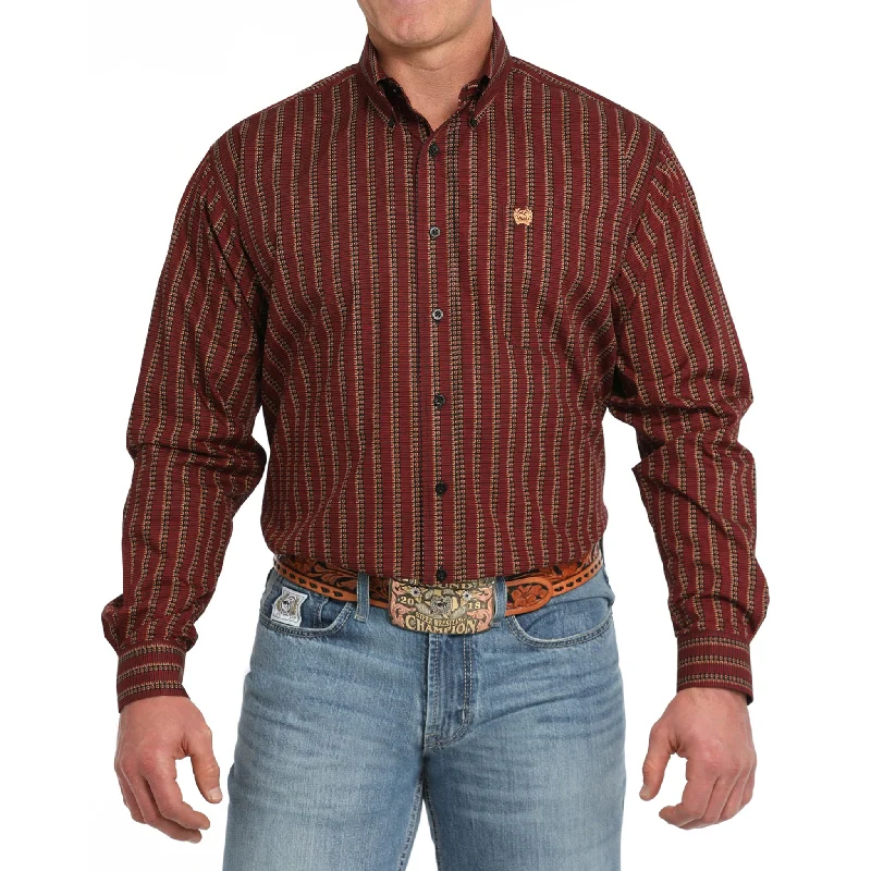 Men's western boots with a scalloped edge and a pull - on strapCinch Men's Red Shot Shell Print Button Down