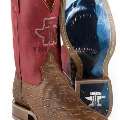 Men's western boots with a concho - studded strap and a pointed toeTin Haul Men's Every Which Way Boot with Shark Bite Sole