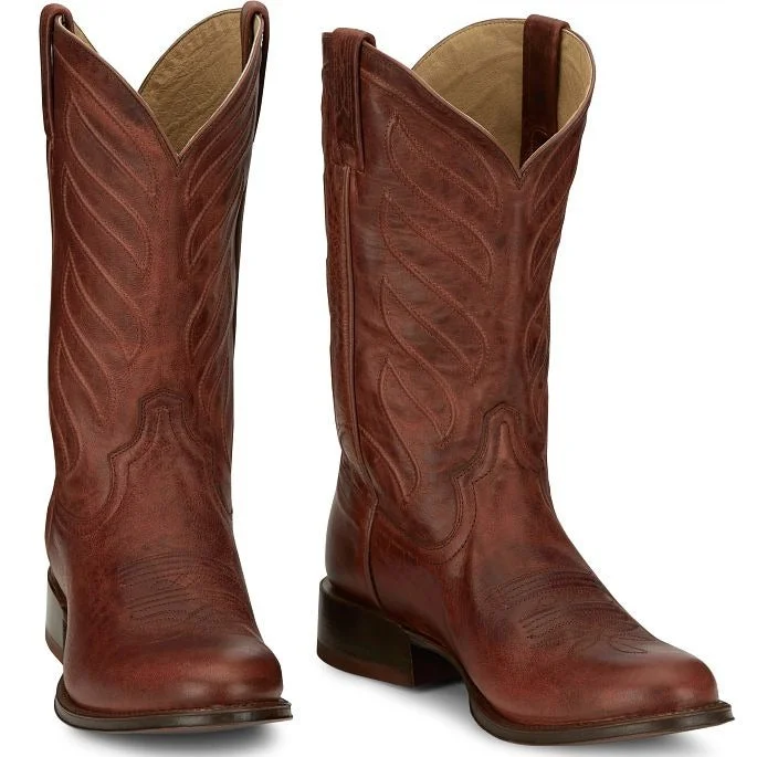 Men's western boots with a scalloped edge and a pull - on strapTony Lama Men's Lenado Cognac Goat Western Boot