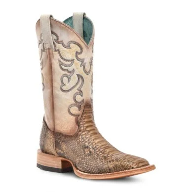 Men's western boots with a decorative concho belt and buckleCorral Ladies' Beige Python Boot