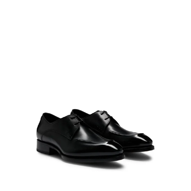 Men's formal shoes with a double monk strapApron-toe Derby shoes in leather with heel detail