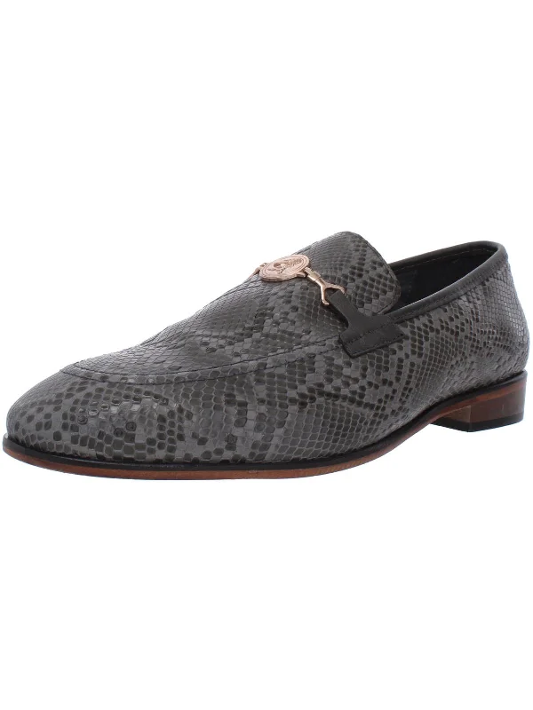 Men's formal shoes with a buckle closureBarrino Mens Leather Snake Embossed Loafers