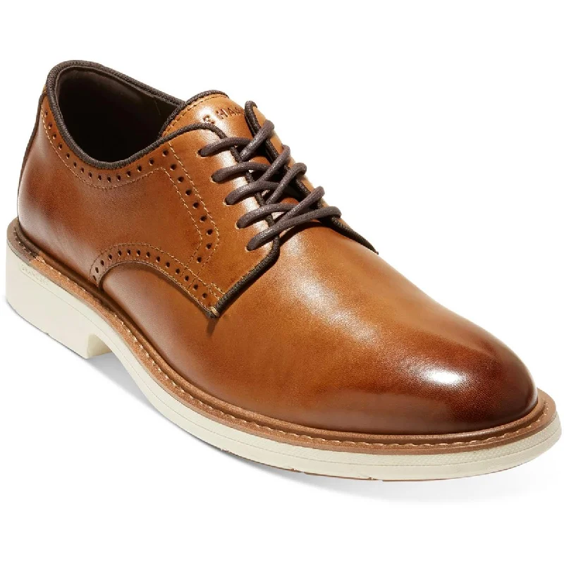 Men's leather formal Oxford shoes with a cap toeGoto Plain Toe OX Mens Leather Round Toe Oxfords