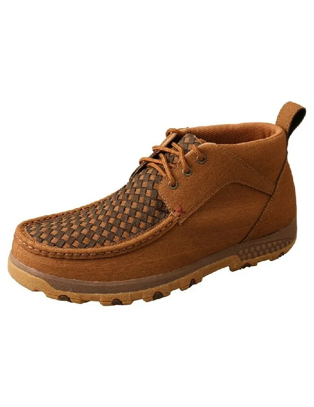 Men's casual shoes with a rubber toe cap for protectionMen's Twisted X MXC0012 Chukka Driving Moc Clay/Cocoa Hybrid Performance/Full