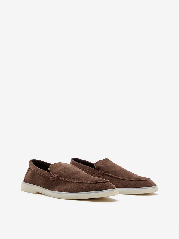 Men's casual shoes with a contrast sole colorSOLEPLAY Dark Brown Suede Slip-On Shoes