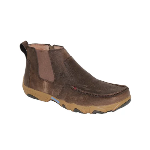 Men's casual shoes with a logo patch on the tongueTwisted X® Men's 4" Chelsea Driving Moc Root Beer Shoes MDMX001