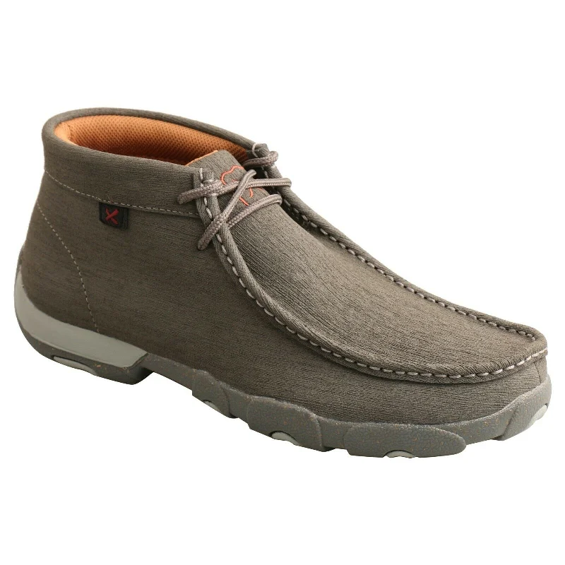 Men's casual shoes with a logo patch on the tongueTwisted X Men's Casual Dark Grey Chukka Driving Moc Shoes MDM0086