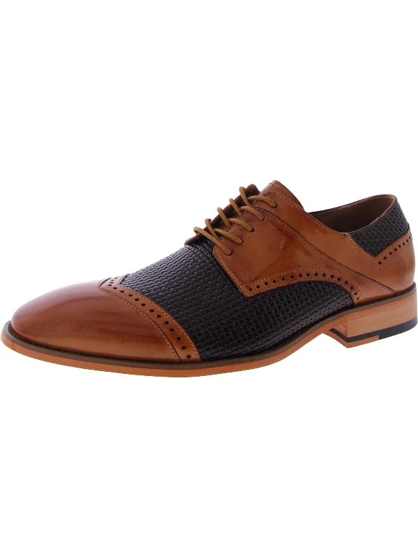 Men's leather formal Oxford shoes with a cap toeVilas Mens Leather Brogue Cap Toe Oxfords